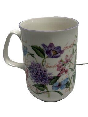 Rose Of England Fine Bone China Mug Tea Cup Flowers Floral Garden Butterfly